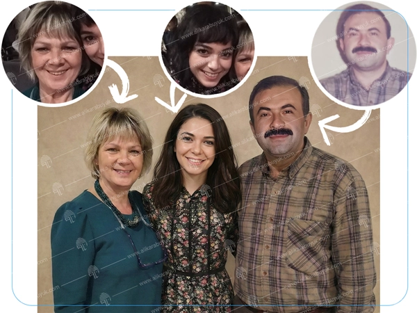 Anne, baba, kız aynı fotoda yan yana getirilerek güzel bir aile tablosu oluşturuldu.