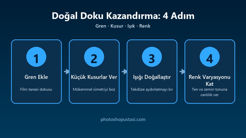 AI görsele Photoshop'ta doğal doku kazandırmanın dört adımı
