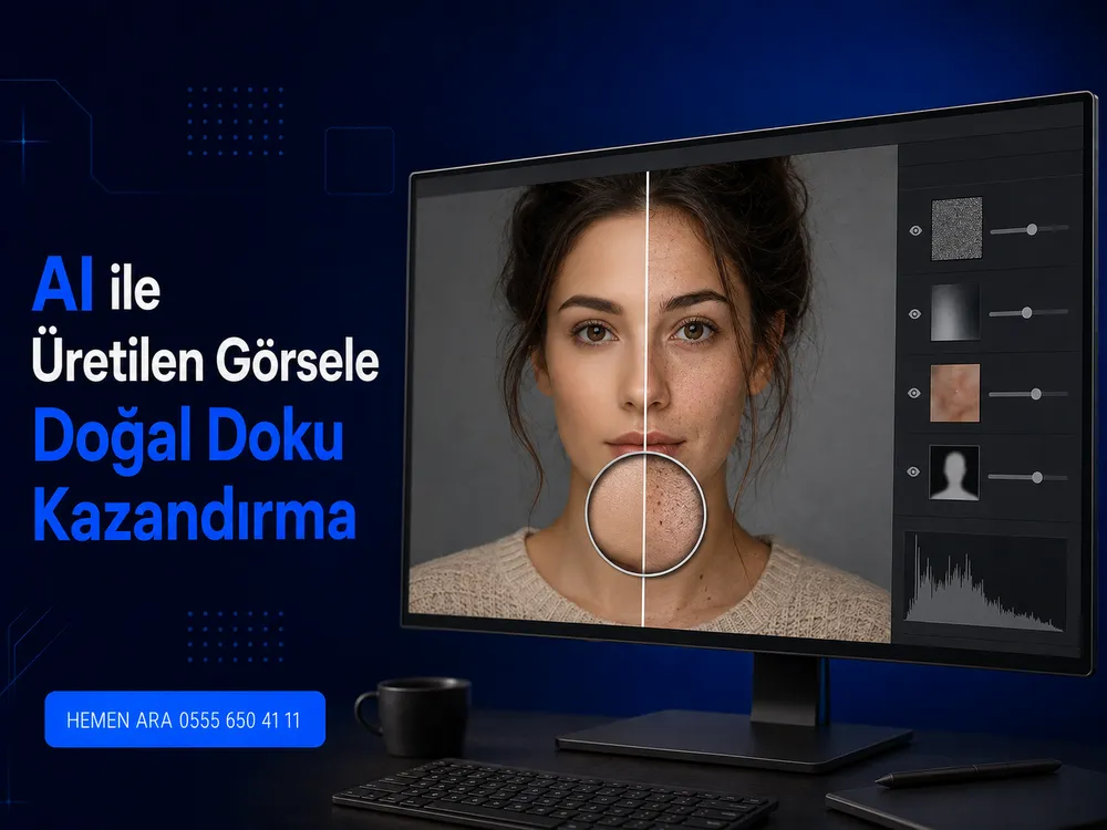 Yapay zekâ ile üretilen görsele Photoshop'ta doğal doku kazandırılması