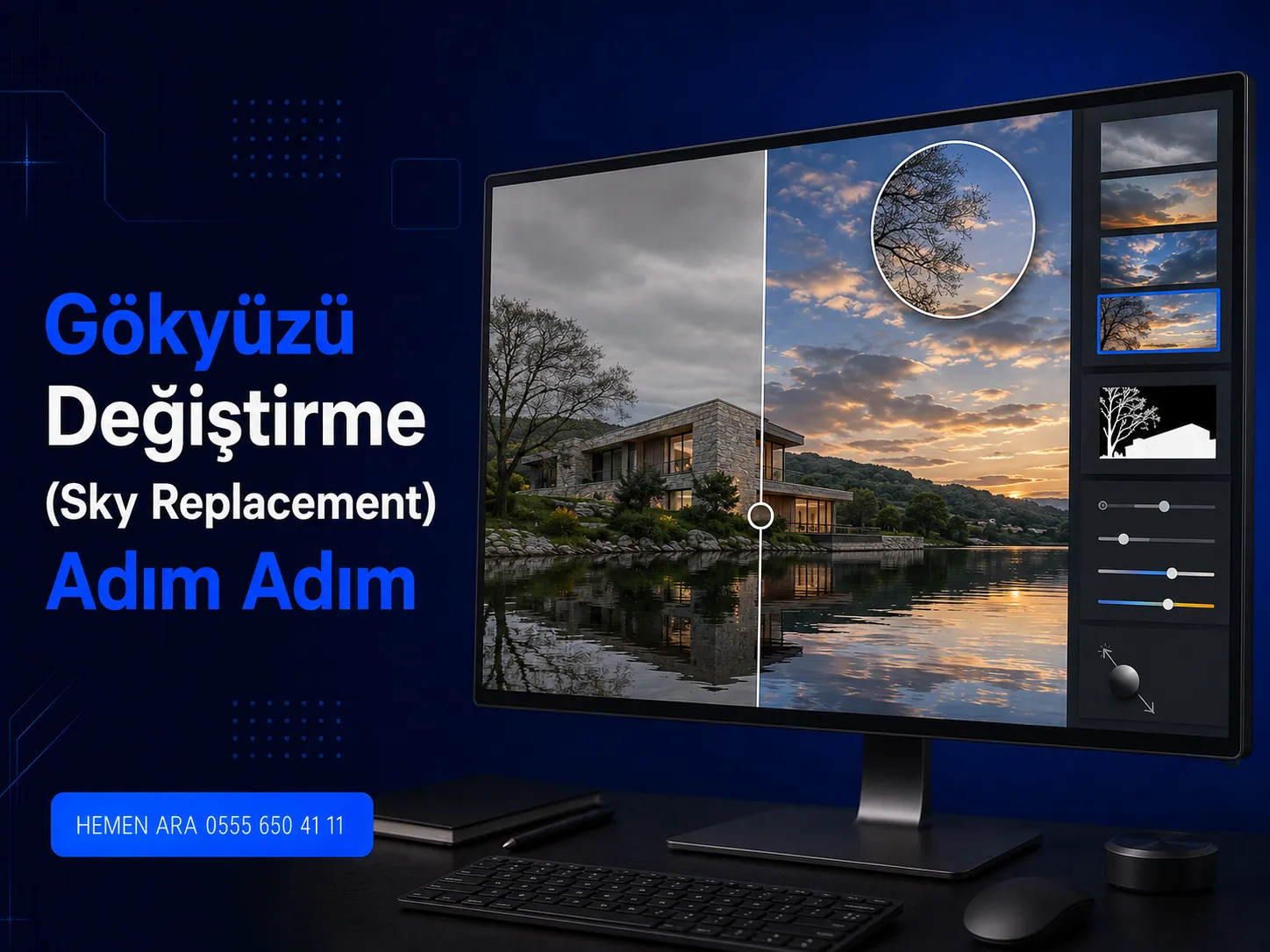 Photoshop'ta gökyüzü değiştirme ile düz gökyüzünün yenilenmesi